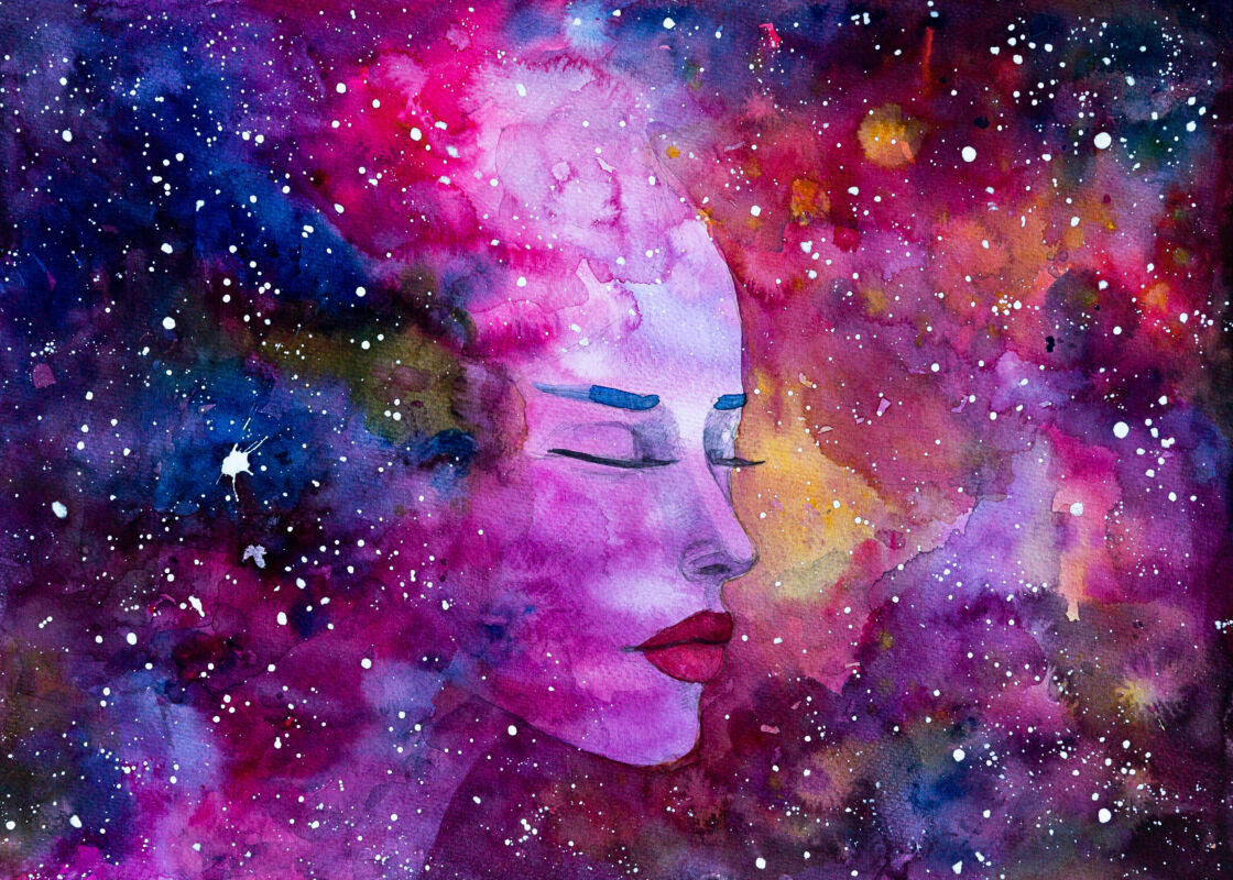 Power of a human mind. Galaxy drawing