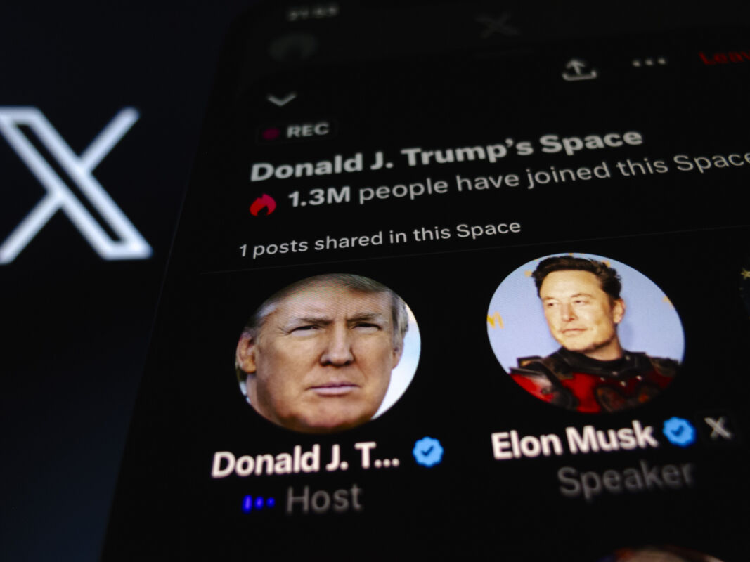 August 12, 2024, Asuncion, Paraguay: Donald Trump's interview with Elon Musk finally got underway on social media platform X on Monday after tech delay, as seen on a smartphone. (Credit Image: © Andre M. Chang/ZUMA Press Wire)