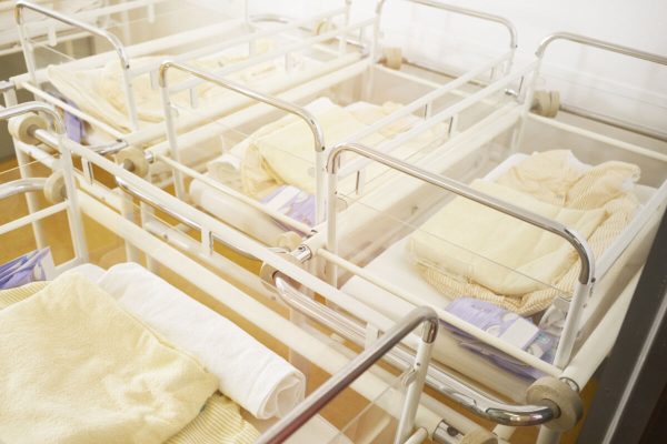 Hospital with 4 cots in a room without baby no one prepared
