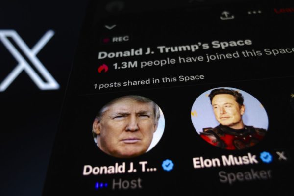 August 12, 2024, Asuncion, Paraguay: Donald Trump's interview with Elon Musk finally got underway on social media platform X on Monday after tech delay, as seen on a smartphone. (Credit Image: © Andre M. Chang/ZUMA Press Wire)